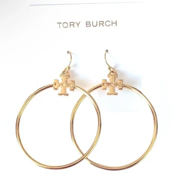 Tory Burch Gold Kira Hoops NEW $119 - Picture 1 of 4